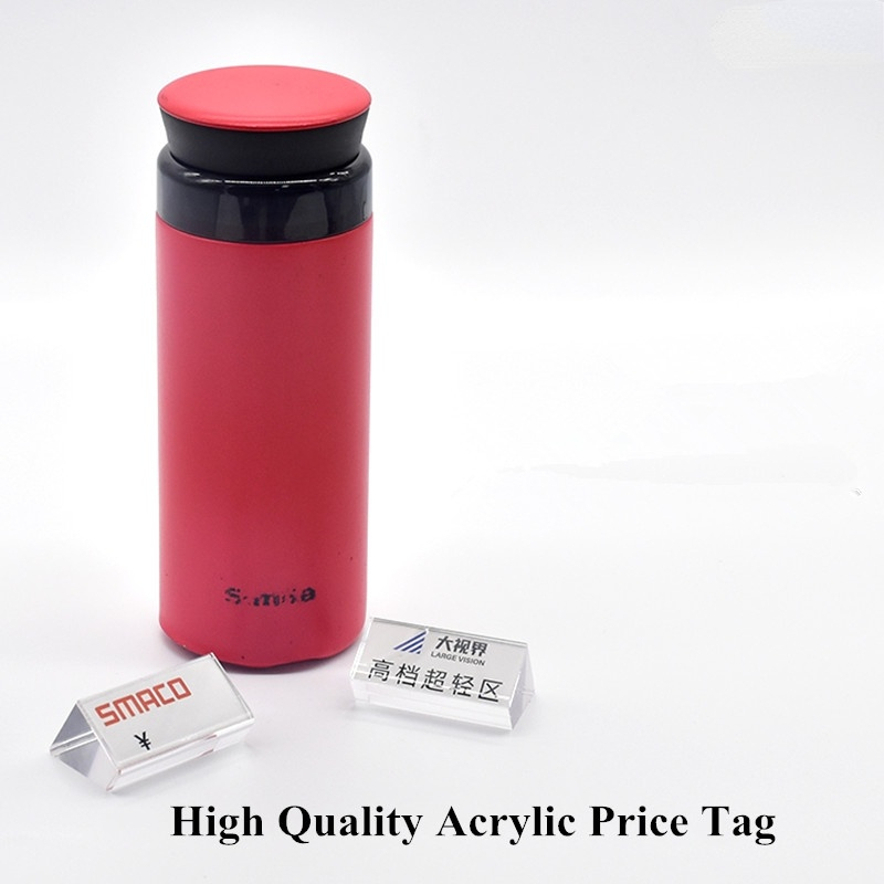 50x25mm Mini Slanted Clear Acrylic Price Tag Holder Display Stands Small Table Plastic Price Sign Label Paper Holder