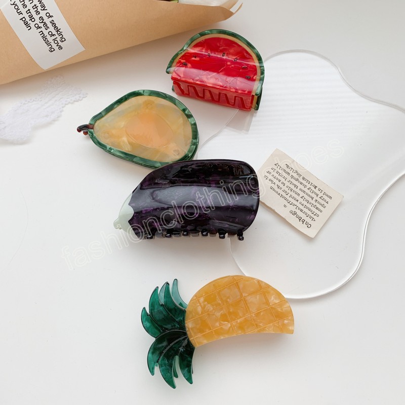 Cute Fruit and Vegetable Hair Clip Korean Girls Fashion acetate hairpin For Ladies Women Summer fresh banana watermelon Barrette Accessories