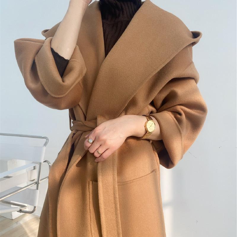 Women's Wool & Blends Autumn And Winter Double-sided Pure Coat Color Hooded Nightgown Style Thin CoatWomen's, Black
Women's Wool & Blends Autumn And Winter Double-sided Pure Coat Color Hooded Nightgown Style Thin CoatWomen's, Black