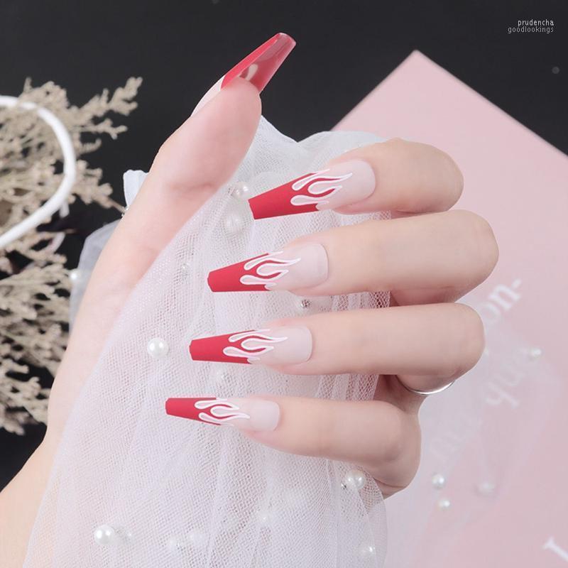 False Nails 24pcs/Box Long Detachable Coffin Fire Flame Pattern Wearable French Ballerina Full Cover Nail Tips Press On Prud22, 07
False Nails 24pcs/Box Long Detachable Coffin Fire Flame Pattern Wearable French Ballerina Full Cover Nail Tips Press On Prud22, 07