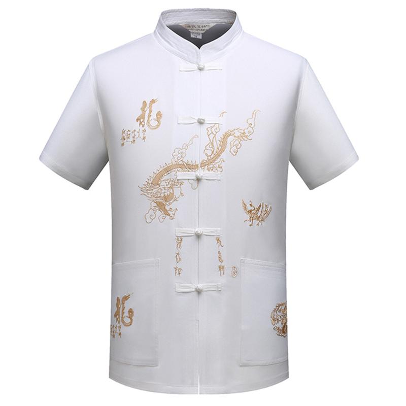 Men's Dress Shirts Mens Tai Chi Clothing Shirt Tops Dragon Calligraphy Chinese Elements Style Embroidery Short Sleeve Stand Collar Tang Wear, White
Men's Dress Shirts Mens Tai Chi Clothing Shirt Tops Dragon Calligraphy Chinese Elements Style Embroidery Short Sleeve Stand Collar Tang Wear, White