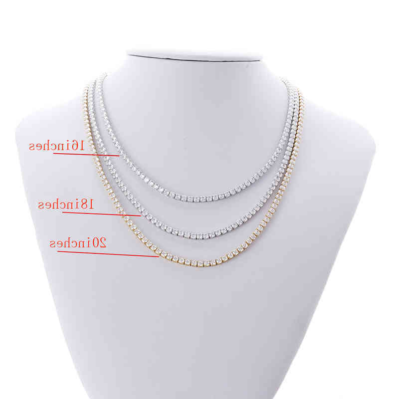 Hiphop 18k Gold Iced Out Diamond CZ Tennis Chain Necklace For Men And Women