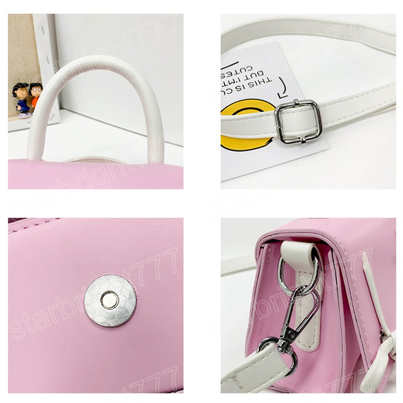 Lovely Children's Small Square Shoulder Bag PU Leather Baby Girls Messenger Bags Cute Bow Design Kids Mini Coin Purse Handbags