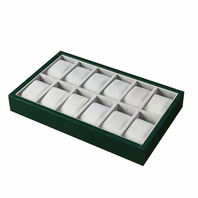 New Green PU Leather Watch Display Tray 6122430 Grid Watch Display Storage Props Watch Booth Display Shelf