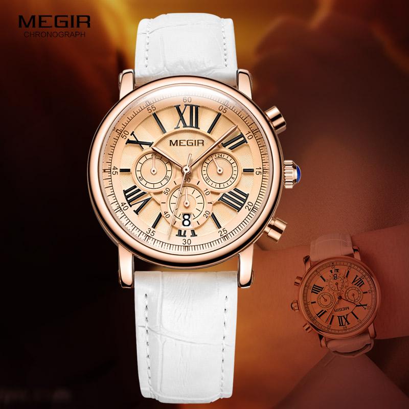 Wristwatches Megir Woman's Chronograph Quartz Watch With 24 Hours And Calendar Display White Leather Strap Wrist Stopwatches For Ladies, M2058 white
Wristwatches Megir Woman's Chronograph Quartz Watch With 24 Hours And Calendar Display White Leather Strap Wrist Stopwatches For Ladies, M2058 white