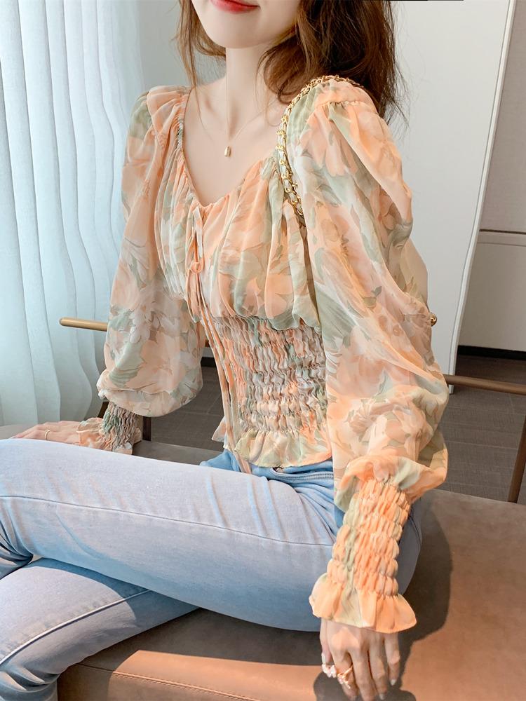 Women' Blouses & Shirts V Neck Blouse Women Elegant Lace Top Spring Casual Long Sleeve T Shirt Fashion Koszula Damska Elegancka BG50BS, Orange 
Women' Blouses & Shirts V Neck Blouse Women Elegant Lace Top Spring Casual Long Sleeve T Shirt Fashion Koszula Damska Elegancka BG50BS, Orange