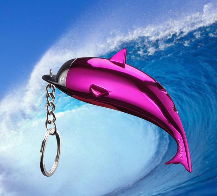 Newest Dolphin Shaped Fire Lighter Keychain Ring Inflatable No Gas Metal Cigar Butane Cigarette Flame Lighters Smoking Tool Home Decorative W260202