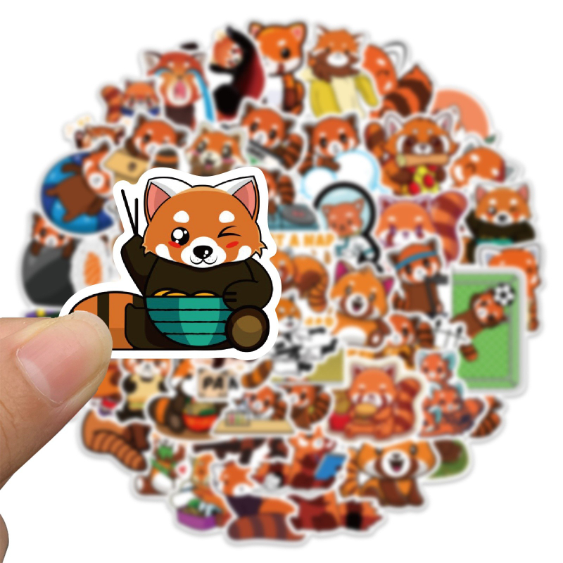 50Pcs/Lot Cute Animal Red Panda Stickers Lesser Panda Ailurus Fulgens Graffiti Stickerfor DIY Luggage Laptop Skateboard Motorcycle Bicycle Sticker