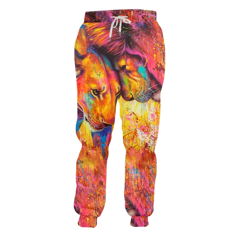 Fashion Man Sweatpants 3D Colorful Lion Funny Streetwear Mens Pants Whole body printing Oversized Trousers 220623