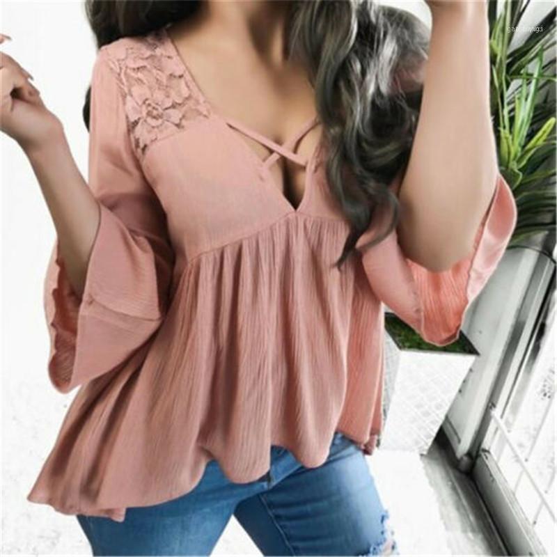 Women' Summer Short Sleeve Loose Tops Blouse Half Stylish Chiffon Shirt Solid Color Lace V-Neck Soft Hollow Out Blouses & Shirts1, As photo show
Women' Summer Short Sleeve Loose Tops Blouse Half Stylish Chiffon Shirt Solid Color Lace V-Neck Soft Hollow Out Blouses & Shirts1, As photo show