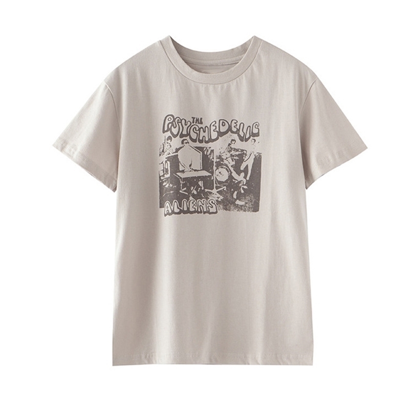 PUWD Vintage Women Chic Print White T-Shirts Summer Fashion Ladies O Neck Short Sleeve Tops Sweet Girls Casual Tees 220402, Silver gray
PUWD Vintage Women Chic Print White T-Shirts Summer Fashion Ladies O Neck Short Sleeve Tops Sweet Girls Casual Tees 220402, Silver gray