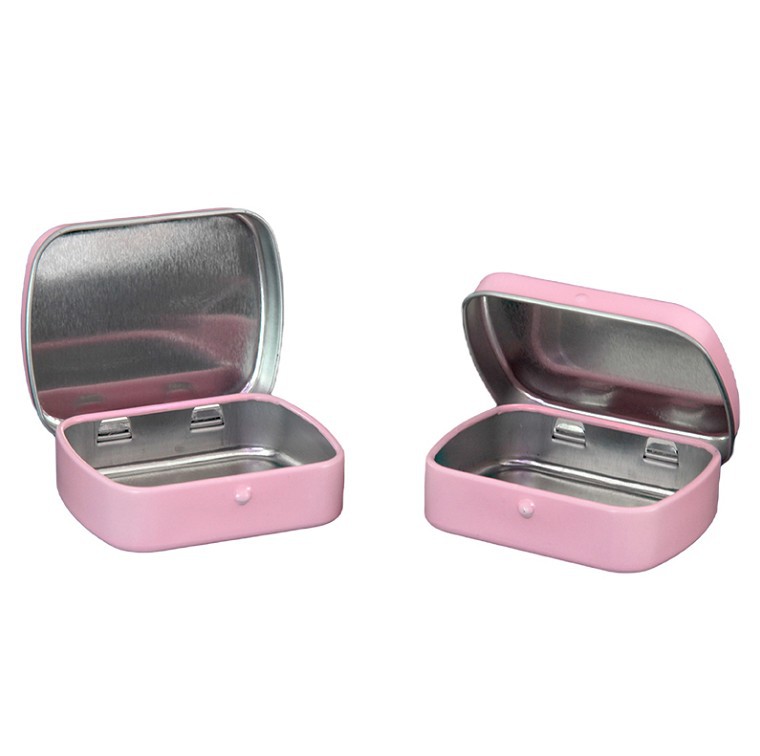 60*47*15mm small black white mini rectangular hinged lid metal tins tin box case hinge