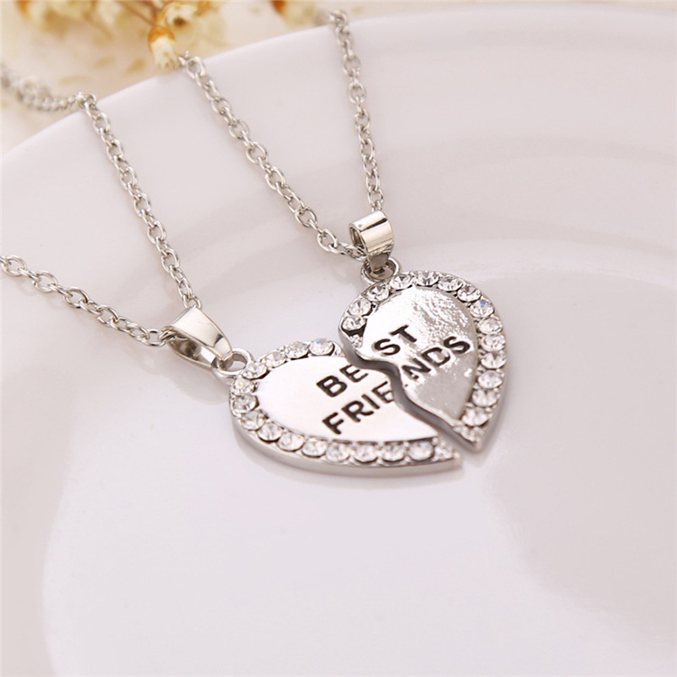 Fashion BFF Necklace for 2 Women Crystal Best Friend Love Heart Necklaces Fashion Couple Friendship Jewelry Wholesale Price