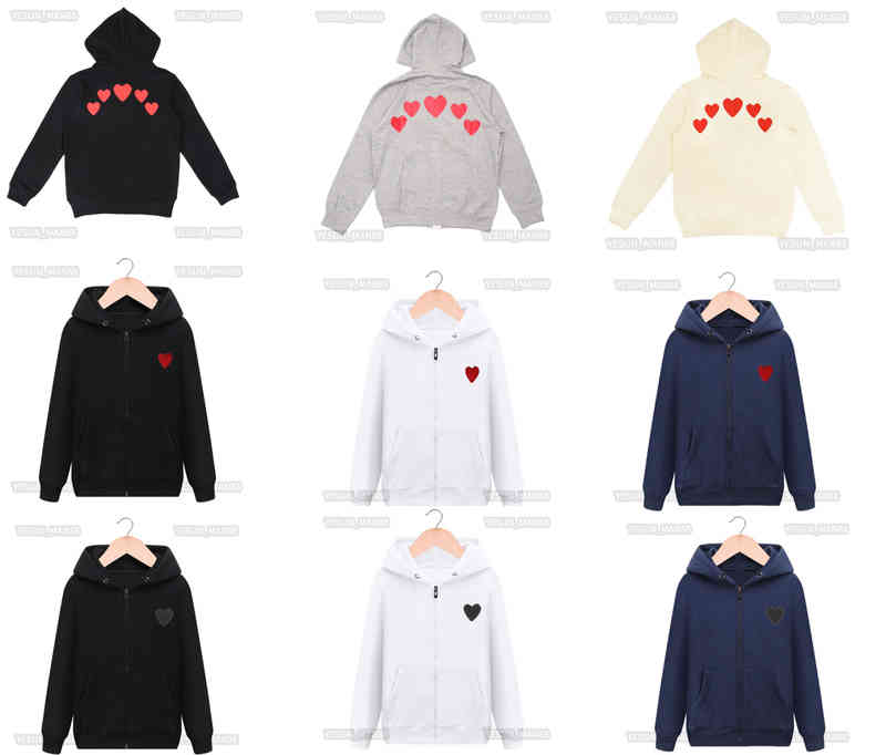 Designer Cdgs Classic Hoodie Fashion Play little Red Peach Heart Printed Mens And Womens Hooded Sweater Coat