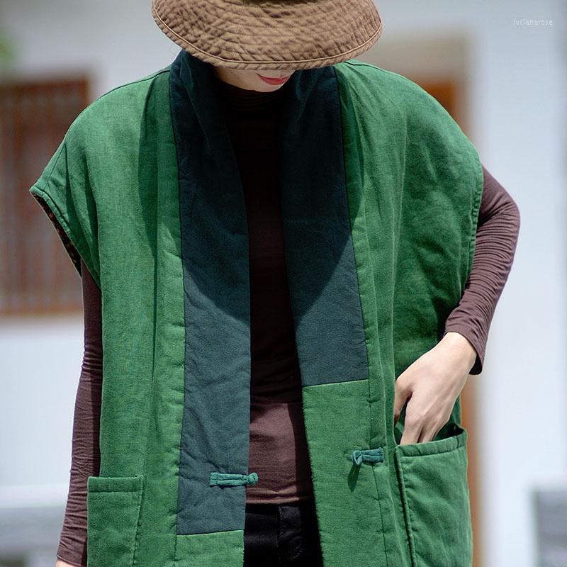 Women's Vests SCUWLINEN 2022 Autumn Winter Vest For Women Vintage Solid Patchwork Sleeveless Loose Artsy Warm Linen Cotton Padded Jacket P26, Green
Women's Vests SCUWLINEN 2022 Autumn Winter Vest For Women Vintage Solid Patchwork Sleeveless Loose Artsy Warm Linen Cotton Padded Jacket P26, Green