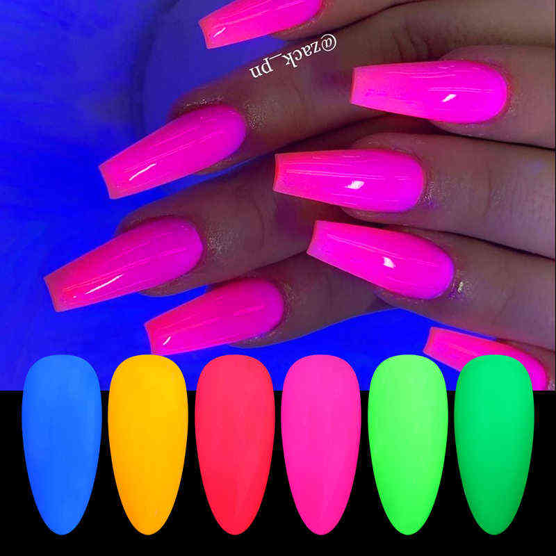 NXY Nail Gel 6 Boxes Set Neon Phosphor Glitter Powder Luminous Pigment Fluorescent Chrome Dust Glow in the Dark Decoration 0328
