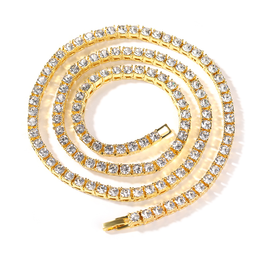 3mm/4mm Diamond Tennis Chain Necklace TopBling Gold Plated Jewelry Hip Hop Chains Necklace