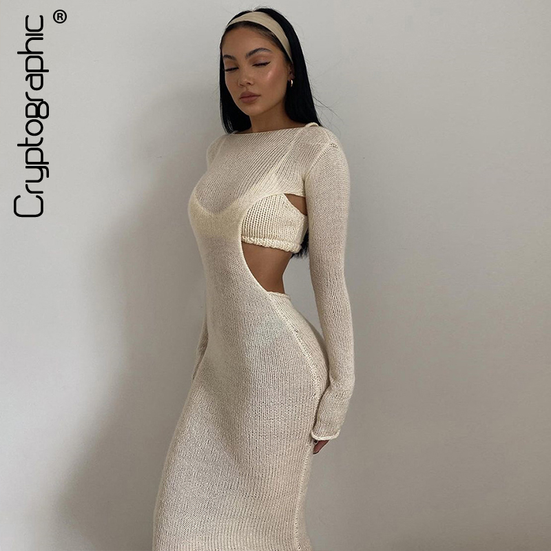 2021 Fall Knit See Through Long Sleeve Maxi Dress with Women Elegant Backless Cut Out Shawl Dresses 2 Pieces Set, Apricot
2021 Fall Knit See Through Long Sleeve Maxi Dress with Women Elegant Backless Cut Out Shawl Dresses 2 Pieces Set, Apricot