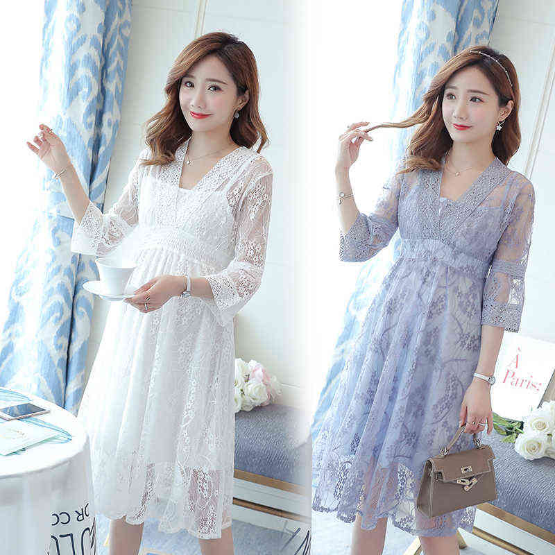 New Fashion Pregnancy Wear Spring Summer Autumn Clothes Hollow Silk Dress Sweet Maternity Dress V-neck Lace Dresses Plus Size G220418, White
New Fashion Pregnancy Wear Spring Summer Autumn Clothes Hollow Silk Dress Sweet Maternity Dress V-neck Lace Dresses Plus Size G220418, White
