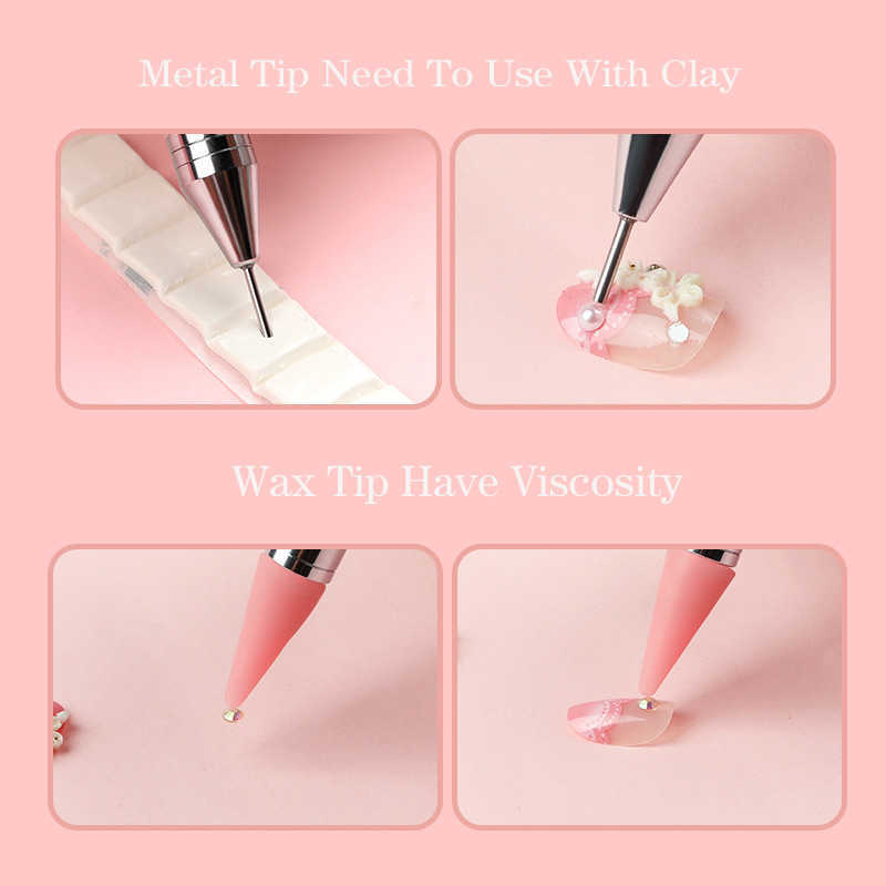 Dual-ended Nail Dotting Pen Crystal Beads Handle Rhinestone Studs Picker Wax Pencil Manicure Nail Art Tools