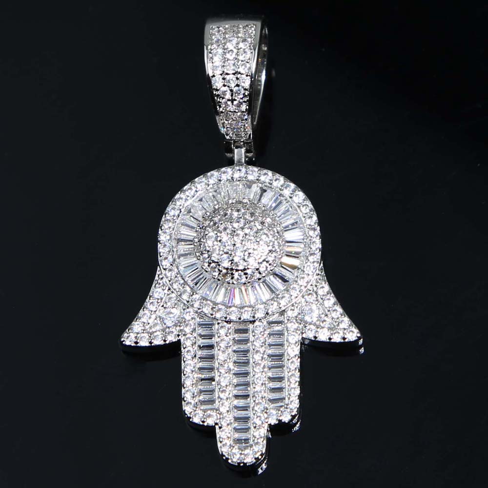 Eyes of the angel Fatima choker Necklace bead Chain Hip Hop Full Iced Out Cubic Zirconia Gold Sliver color Crystal Choker Jewelry