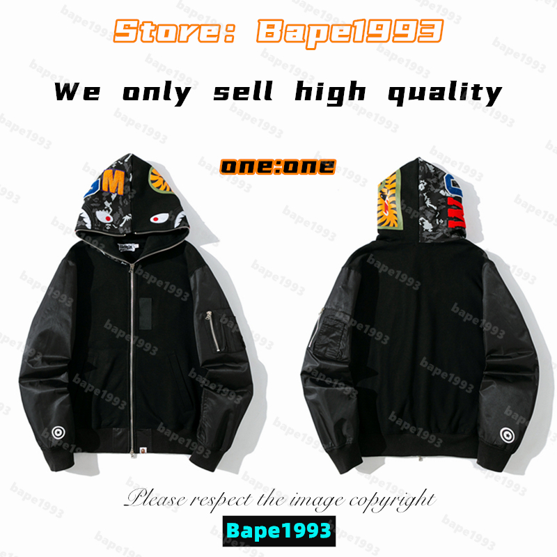 High quality Apes Mens Hoodies & Sweatshirt Japan shark B ape head Galaxy spots luminous camo Male and female couples with the same model 100% cotton New hoodie 1993 KS3-3, 1 button