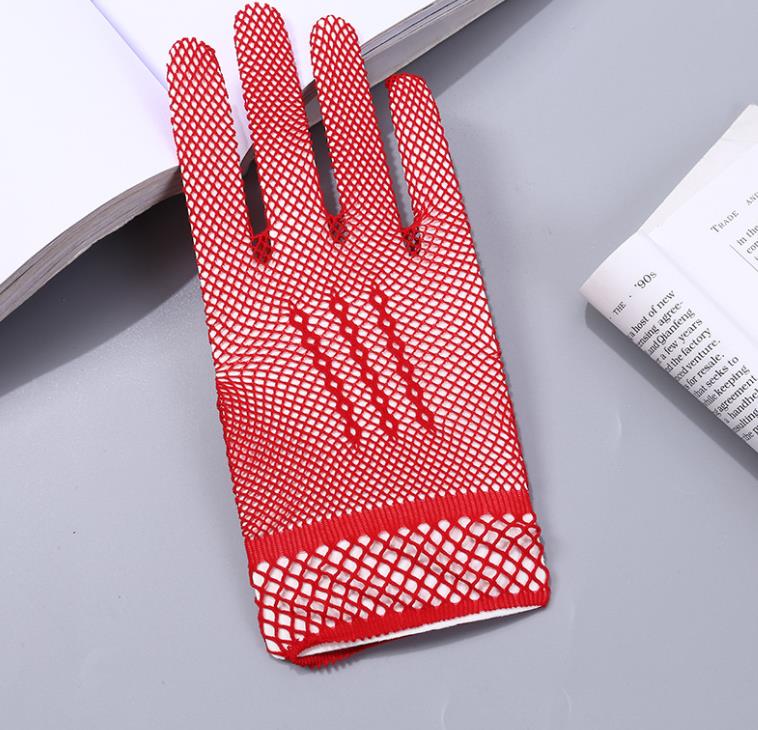 Wedding Fishnet Gloves Opera 1920s Costume Accessories Lady Short Tea Party Glove Sexy Wrist Banquet Mittens Summer Dancing Glove Red White Black