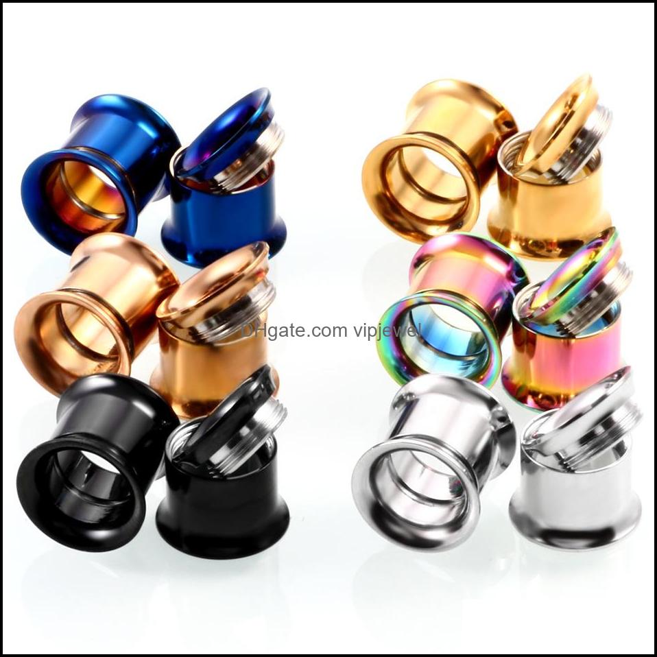 Plugs Tunnels Body Jewelry 28Pcs/Set Ear Stretching Kit And Tapers Gauges Set Stainless Steel Taper With Earring Dh0Qb