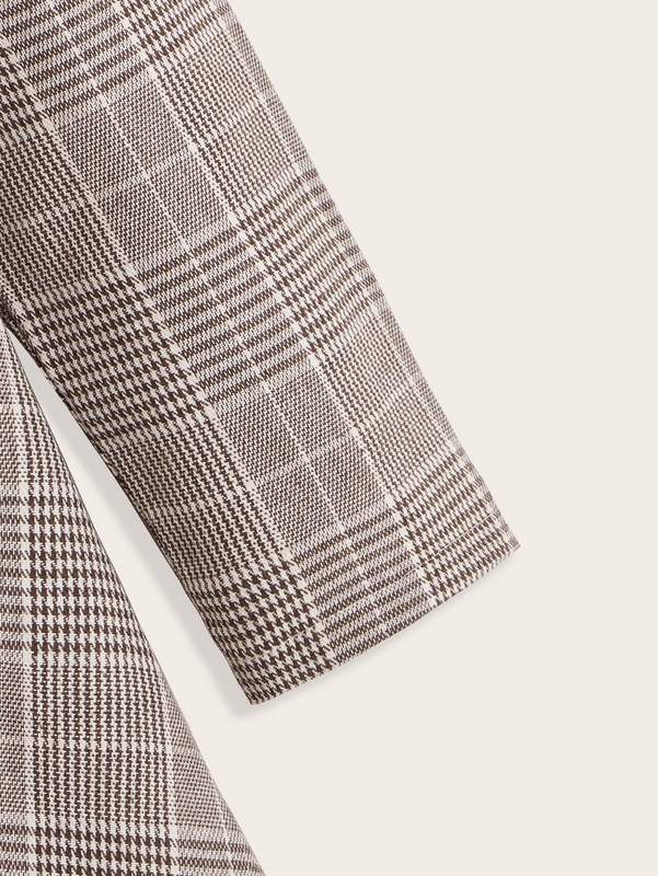 Little girl Prince of Wales Plaid doll neck dress SHE