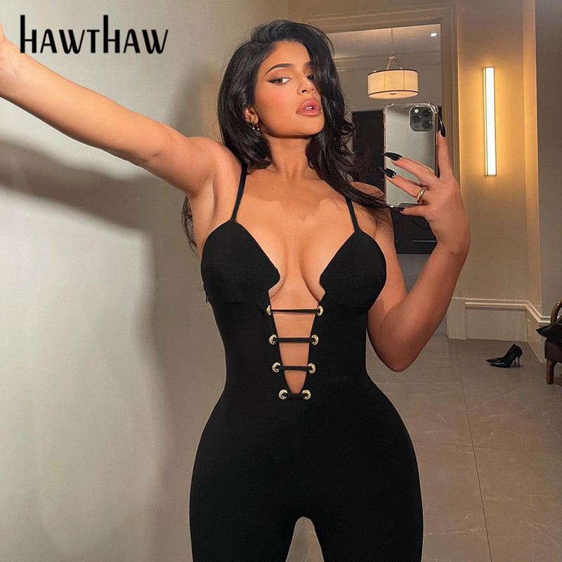 Hawthaw Women Summer Hollow Out V Neck Bodycon Sleeveless Soild Color Black Jumpsuit Overall 2021 Female Clothing Streetwear
Hawthaw Women Summer Hollow Out V Neck Bodycon Sleeveless Soild Color Black Jumpsuit Overall 2021 Female Clothing Streetwear