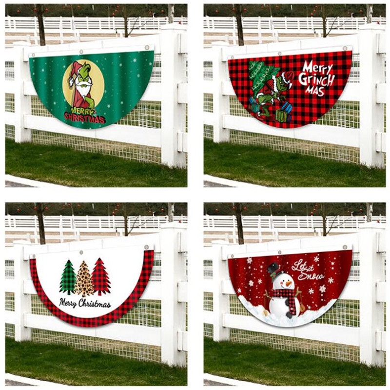 Christmas Decor for Home Outdoor Fan-shaped Flag Door Decoration Pendant Xmas 2023 Navidad New Year Natal Noel Natale Kerst