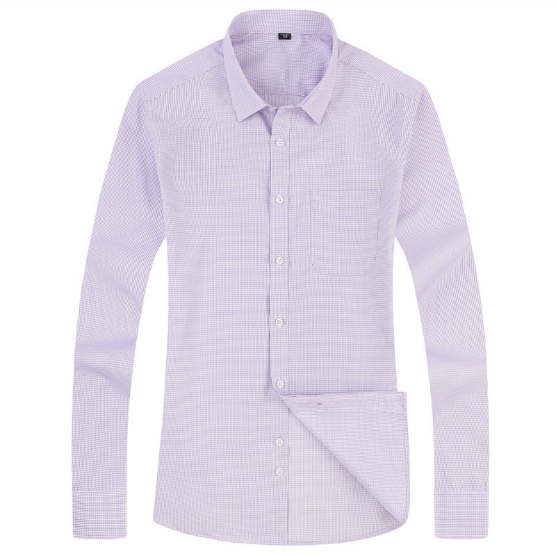 High Quality Men Dress Casual Plaid Stripe Long Sleeved Shirt Male Regular Fit Blue Purple 4XL 5XL 6XL 7XL 8XL Plus Size Shirts 220322