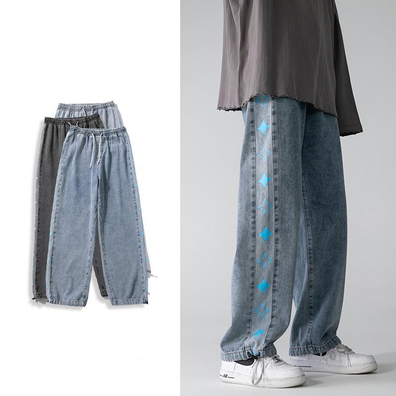 Men' Jeans High Street Rhomb Print Hip Hop Men Loose Pants Black Casual Straight Male Punk Baggy Denim Trousers Pantalon HommeMen
Men' Jeans High Street Rhomb Print Hip Hop Men Loose Pants Black Casual Straight Male Punk Baggy Denim Trousers Pantalon HommeMen