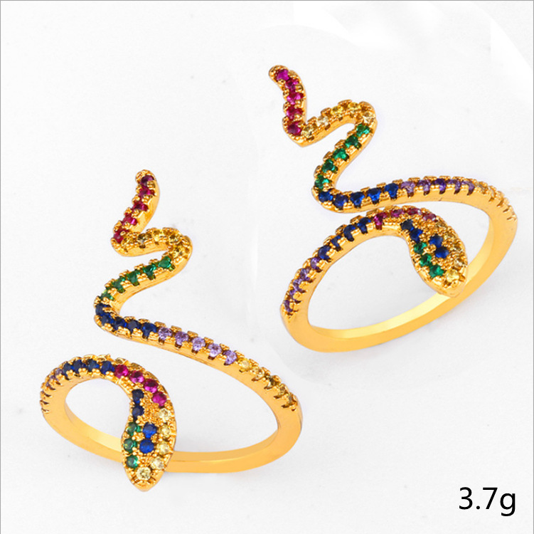 Vintage Creative Colorful Open Adjustable Gold Ring Gold Plated Brass Micro Inlay Zircon Snake Ring Women Men Aesthetic Jewelry
Vintage Creative Colorful Open Adjustable Gold Ring Gold Plated Brass Micro Inlay Zircon Snake Ring Women Men Aesthetic Jewelry