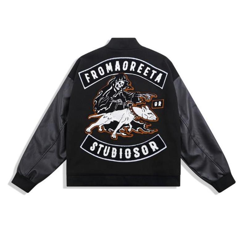 Men's Jackets Dark High Street Men Furry Skull Embroidery Pu Leather Patchwork Baseball Coat Male Loose Bomber Jacket Couples Streetwear, Black
Men's Jackets Dark High Street Men Furry Skull Embroidery Pu Leather Patchwork Baseball Coat Male Loose Bomber Jacket Couples Streetwear, Black