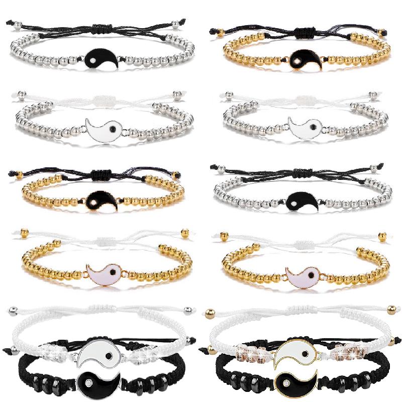 Charm Bracelets 2pcs Tai Chi Yin Yang Couple Set Alloy Pendant Adjustable Braid Chain Bracelet Matching Lover Jewelry Gifts
Charm Bracelets 2pcs Tai Chi Yin Yang Couple Set Alloy Pendant Adjustable Braid Chain Bracelet Matching Lover Jewelry Gifts