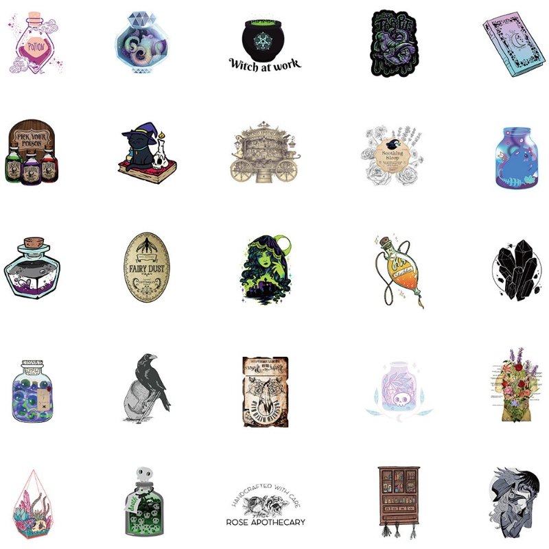 50Pcs/Lot Apothecary Pharmacist Witch Cartoon Graffiti Stickers Aesthetic Stickers Laptop Car Phone Kids Toys Decal Sticker