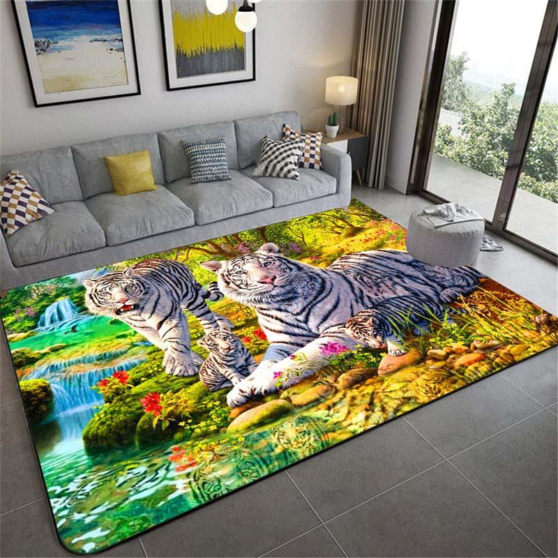 Carpets 3D Leopard Tiger Lion Cat Nonslip Area Rugs Large Mat For Living Room Comfortable Carpet Soft Floor Bedroom2668066