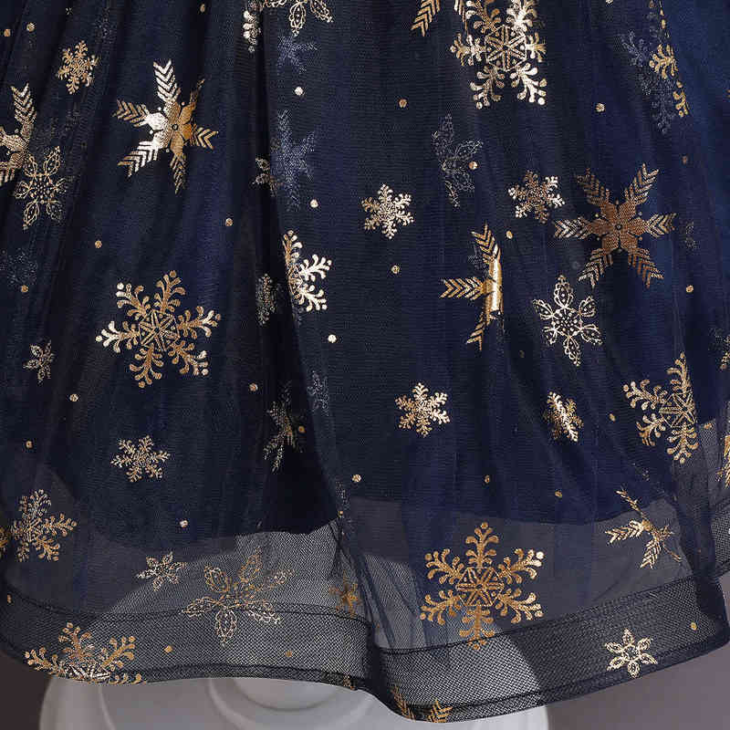 Girls Golden Sequin Shiny Tutu Dress Kids Snowflake Christmas Princess Costume for Evening Children Birthday Party Clothes 4-10T Y220510