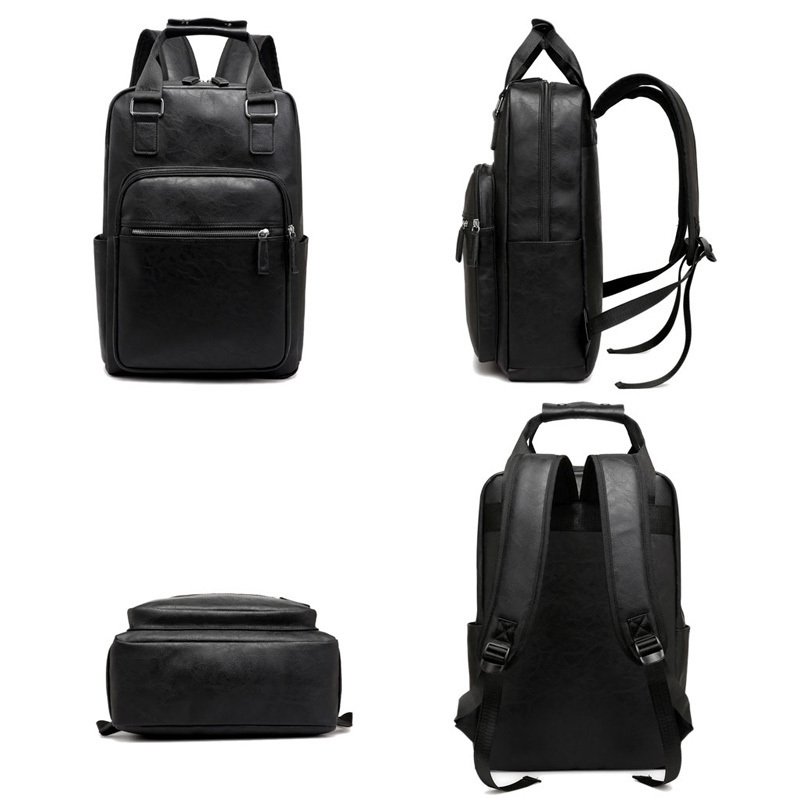 Mens Backpacks Pu Leather Business Man Bag Laptop Backpack Big capacity Computer Backpackbriefcase 220329
