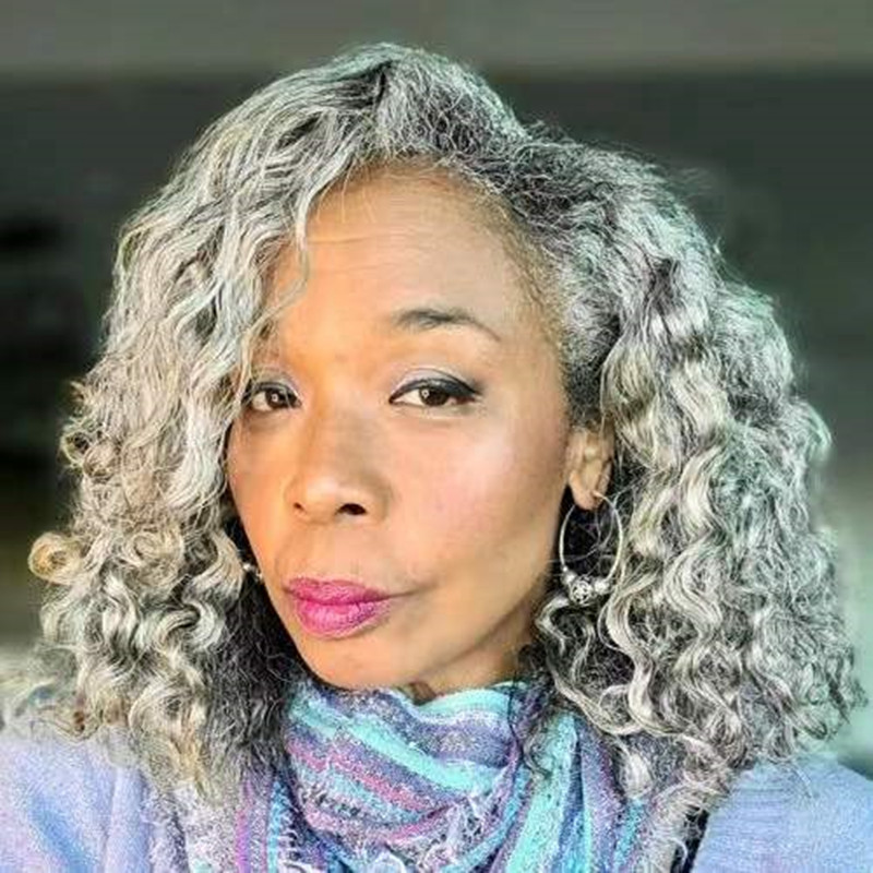 Gray wavy curly drawstring ponytail real human,from long and brown to short grey hairs piece,salt &pepper puff bun updo hair extension 120g