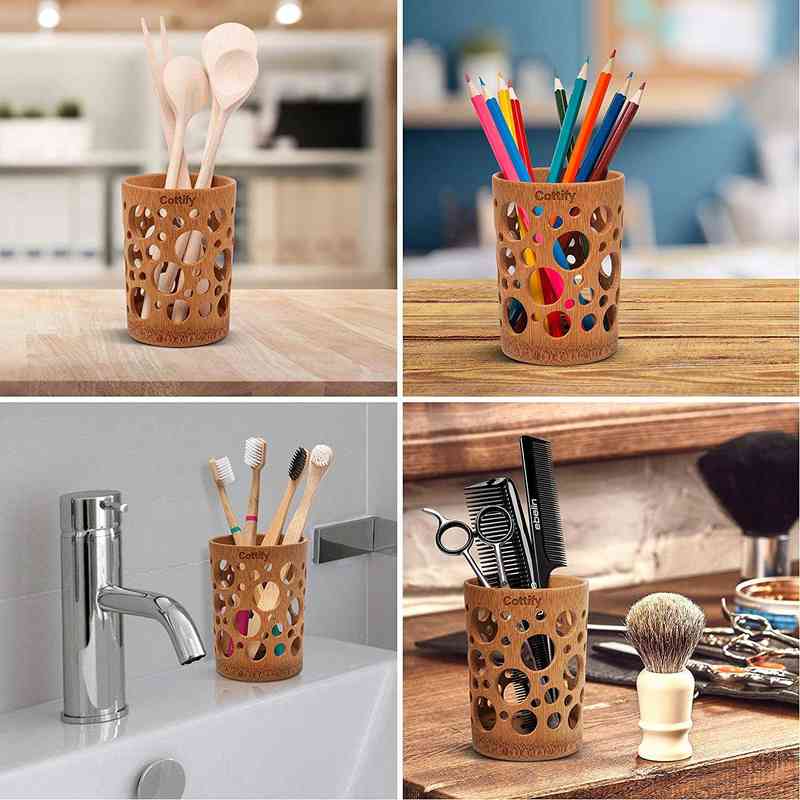 Toothbrush Bamboo Toothbrush Holder for Bathroom Cup with Drainage Quick Drying Toothpaste Degradable 0511