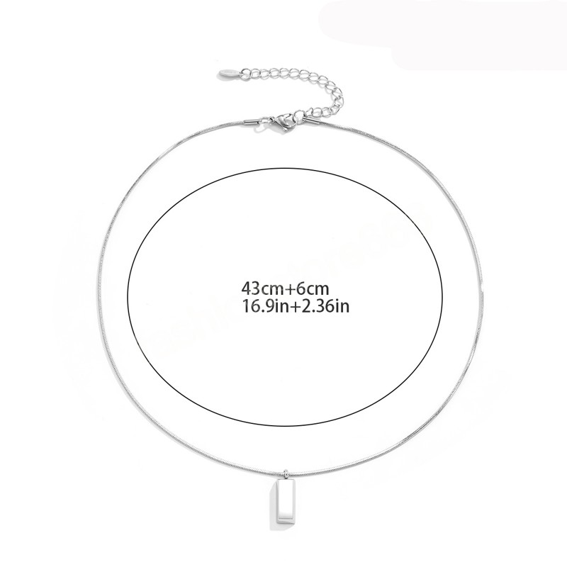 Simple Stainless Steel Chain with Cube Pendant Necklace for Women Trendy Silver Color Choker Necklace Fashion Jewelry Gifts