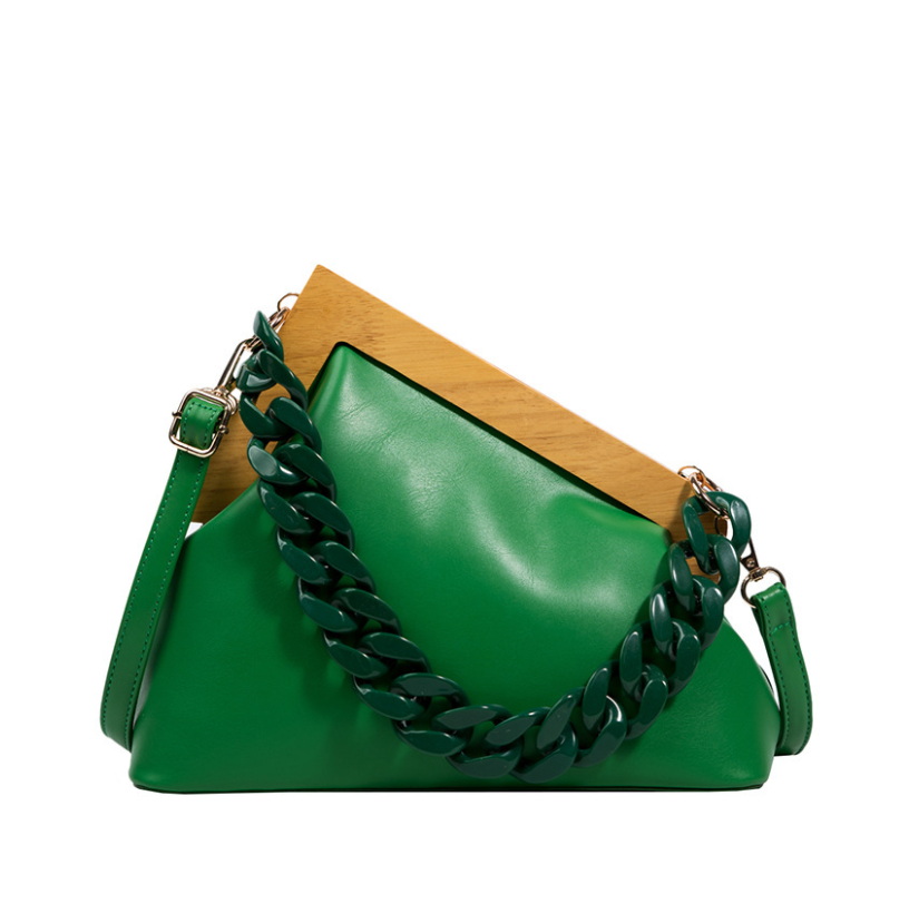 Acrylic Chain Shoulder Crossbody Bag for Women Triangle Pu Leather Handbags Wood Clip Underarm Bag Ladies Shopper Top-Handle Bag, 23x26x22x10cm 
Acrylic Chain Shoulder Crossbody Bag for Women Triangle Pu Leather Handbags Wood Clip Underarm Bag Ladies Shopper Top-Handle Bag, 23x26x22x10cm