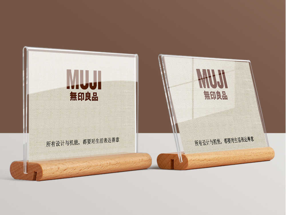 Base A6 Wooden Acrylic Frame Sign Stand Pricing Display Coutertop Food Price Tag Stand Name Card Display