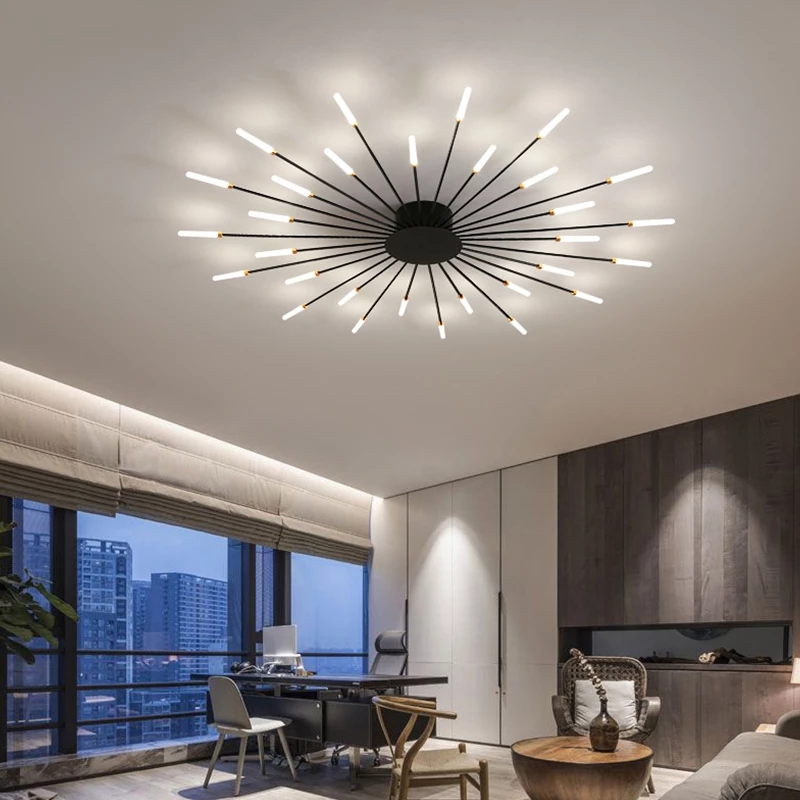New Led Chandelier Light Lamp for Living Room Bedroom Restaurant Modern Black Gold Ceiling Lighting Home Decoration Lighting Fixture Le-336