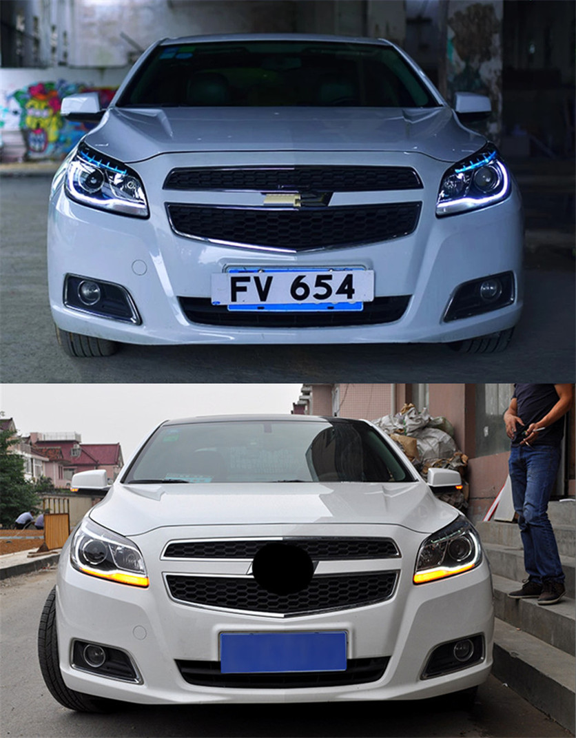 Headlight Assembly for Malibu LED Headlights 20 12-20 16 DRL Turn Signal LED Daytime Lights High Beam Angel Eye Projector Lens