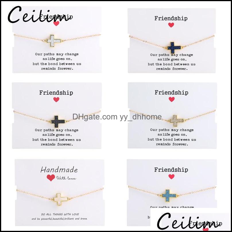 Charm Bracelets Jewelry New Crystal Cross Resin Druzy Bracelet Colorf Natural Stone Pendant Bangles For Women Friendship Gift With Drop Deli
Charm Bracelets Jewelry New Crystal Cross Resin Druzy Bracelet Colorf Natural Stone Pendant Bangles For Women Friendship Gift With Drop Deli