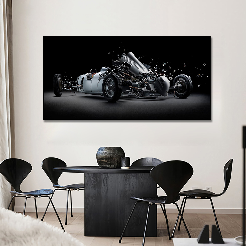 Exploding Sports Car Poster 24 Hours Of Le Mans Painting Canvas Print Nordic Home Decor Wall Art Picture For Living Room