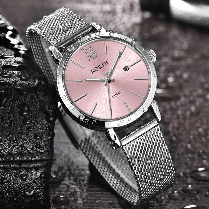 Wristwatches NORTH Women Watch Fashion Casual Quartz Sport Gold Business Womens Watches Mesh Steel Belt Wrist Girl Relogio Feminino, Silver pink
Wristwatches NORTH Women Watch Fashion Casual Quartz Sport Gold Business Womens Watches Mesh Steel Belt Wrist Girl Relogio Feminino, Silver pink